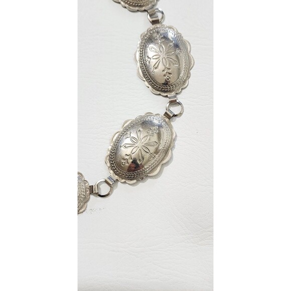 Vintage Concho Belt 70s Fiesta Brand Stamped Southwestern Silver Tone Metal - Picture 3 of 7